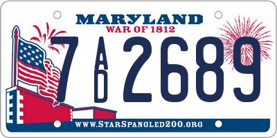 MD license plate 7AD2689