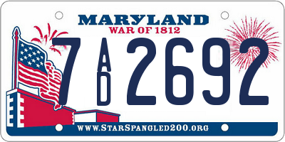 MD license plate 7AD2692