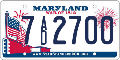 MD license plate 7AD2700