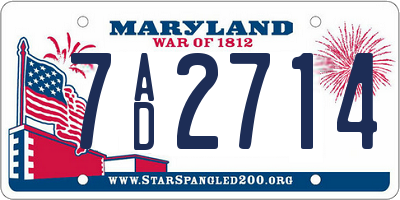 MD license plate 7AD2714