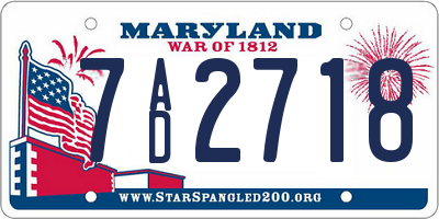 MD license plate 7AD2718