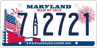 MD license plate 7AD2721