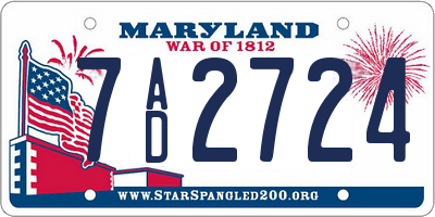 MD license plate 7AD2724