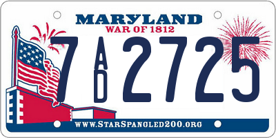 MD license plate 7AD2725