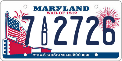 MD license plate 7AD2726