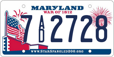 MD license plate 7AD2728