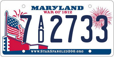 MD license plate 7AD2733