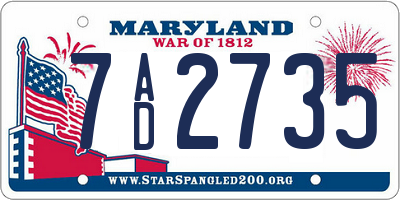 MD license plate 7AD2735