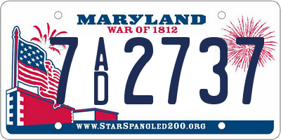 MD license plate 7AD2737