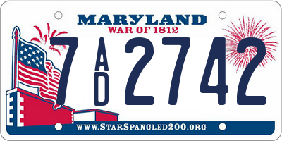 MD license plate 7AD2742