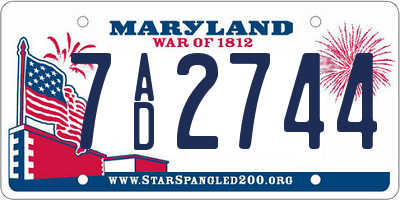 MD license plate 7AD2744