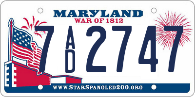 MD license plate 7AD2747