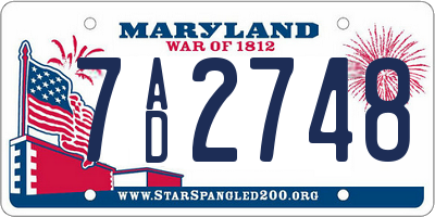 MD license plate 7AD2748