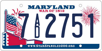 MD license plate 7AD2751