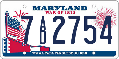 MD license plate 7AD2754