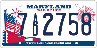 MD license plate 7AD2758