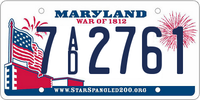 MD license plate 7AD2761