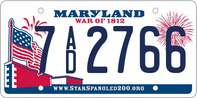 MD license plate 7AD2766