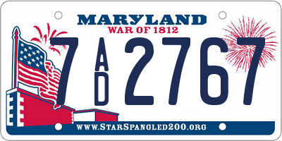 MD license plate 7AD2767