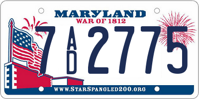 MD license plate 7AD2775