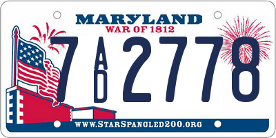 MD license plate 7AD2778