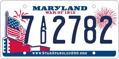 MD license plate 7AD2782