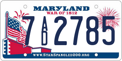 MD license plate 7AD2785