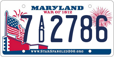 MD license plate 7AD2786