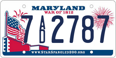 MD license plate 7AD2787