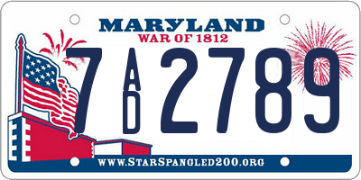 MD license plate 7AD2789