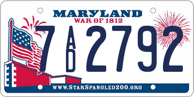 MD license plate 7AD2792