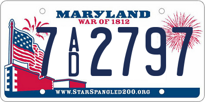 MD license plate 7AD2797