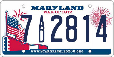 MD license plate 7AD2814