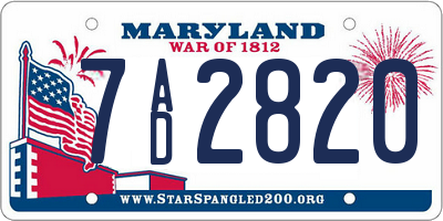 MD license plate 7AD2820