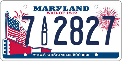 MD license plate 7AD2827
