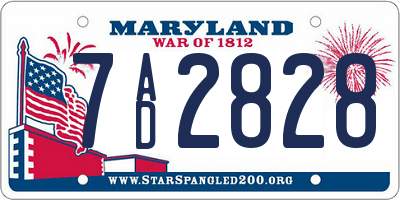 MD license plate 7AD2828