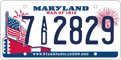 MD license plate 7AD2829