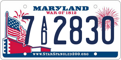 MD license plate 7AD2830