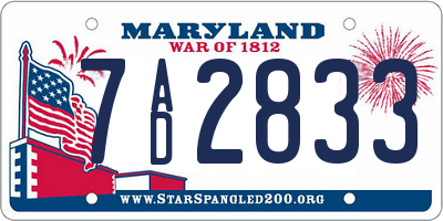 MD license plate 7AD2833
