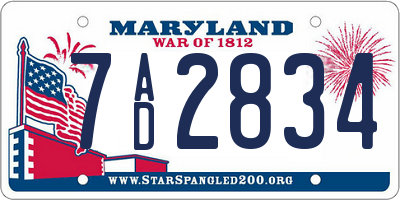 MD license plate 7AD2834
