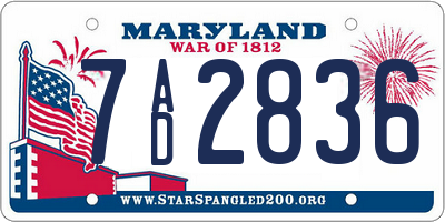 MD license plate 7AD2836