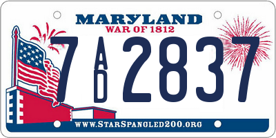 MD license plate 7AD2837