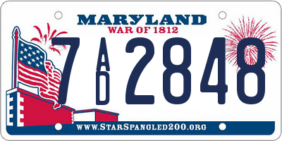 MD license plate 7AD2848