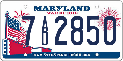 MD license plate 7AD2850