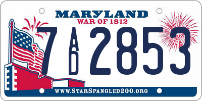 MD license plate 7AD2853