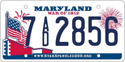 MD license plate 7AD2856