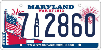 MD license plate 7AD2860