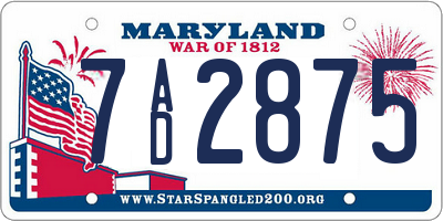 MD license plate 7AD2875