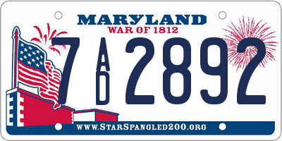 MD license plate 7AD2892