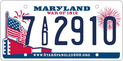MD license plate 7AD2910